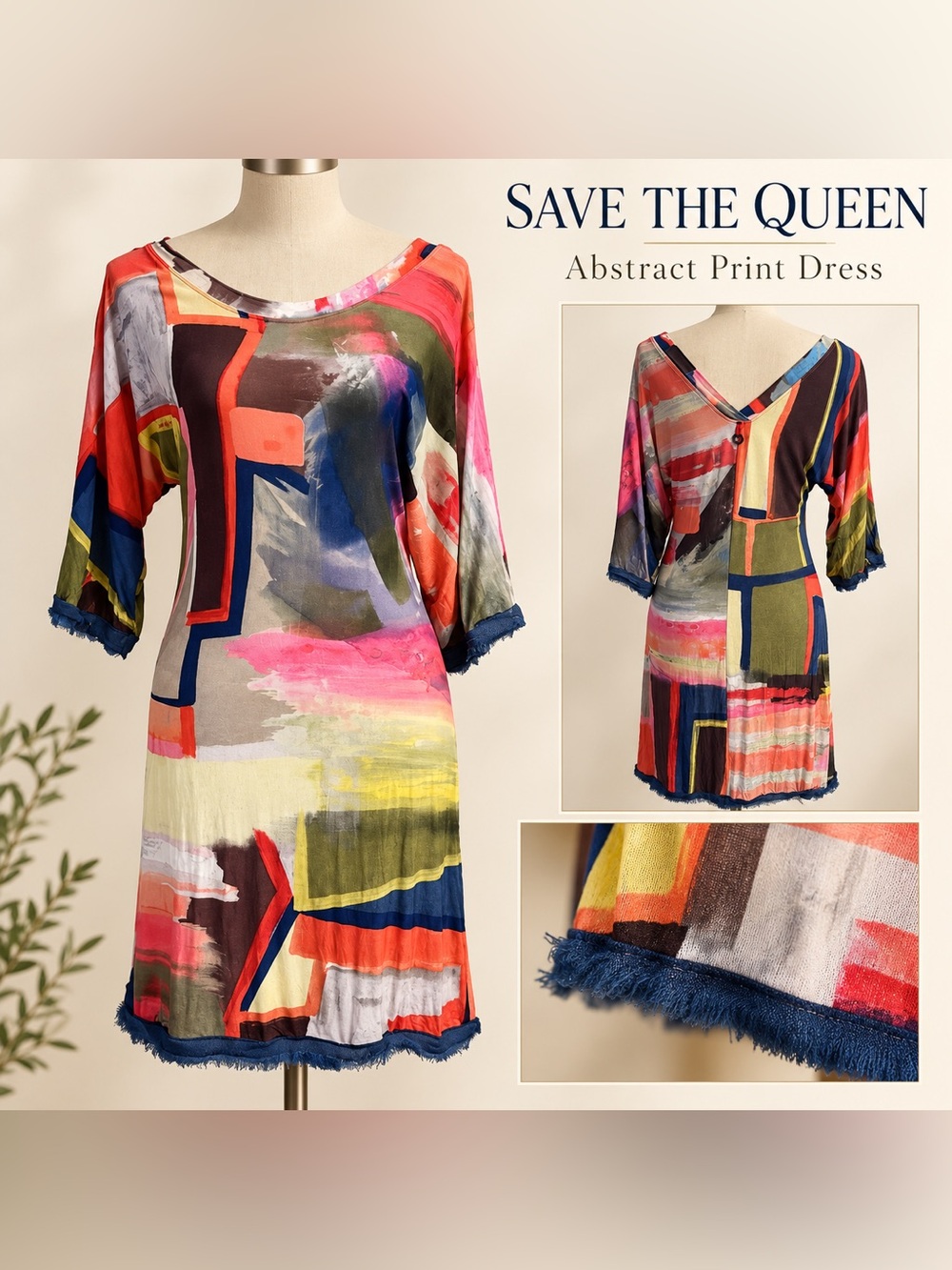Save The Queen Italy Abstract Print Mini Dress XS Raw Edge Y2K Artwear